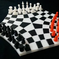 Three player chess board set and puzzle