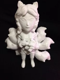 Chibi Ahri the 9 tails fox with fireball