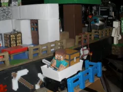 Mine Cart for LEGO Train scale to Minecraft toy Steve.
