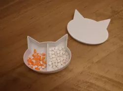 Cat shaped box with divider and small ramp for pills