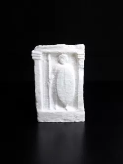 Grave stele of a warior with spear and shield