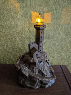 Lighthouse on a rock, low-poly functional edition.