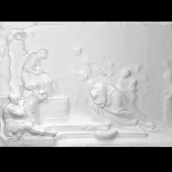 The King Pharaon seated on the throne receives Jacob, led by his son Joseph