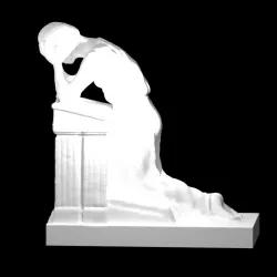 Woman crying on a tomb