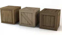 3 Wooden Crates Low-poly  3D model