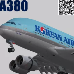Airbus A380-8 Korean Air livery Low-poly  3D model