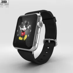 Apple Watch 42mm Stainless Steel Case Black Classic Buckle 3D model