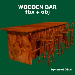 Bar and Stool fbx and obj 3D model