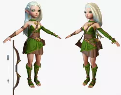 Cartoon elf ranger Low-poly  3D model
