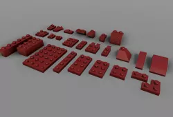 Construction Bricks Blocks Low-poly  3D model