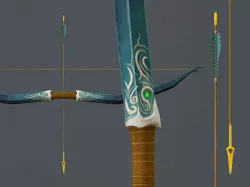 Elven Long Bow Low-poly  3D model