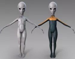 Grey Alien Low-poly  3D model