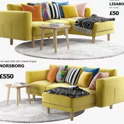 IKEA NORSBORG Two-seat sofa with chaise longue  3D model