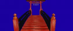 Japanese bridge and torii gate Low-poly  3D model