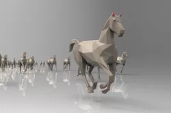 Low poly running horses - 23pcs posed Low-poly  3D model