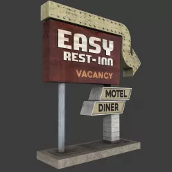 Motel Sign 2 Low-poly  3D model