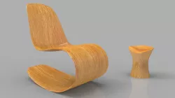 Rocking Wooden Chair Low-poly  3D model
