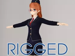 T pose rigged model of Chiyo anime girl 3D model