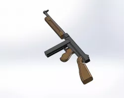 Thompson machine gun Low-poly  3D model