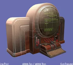 Vintage retro futuristic computer low poly Low-poly  3D model