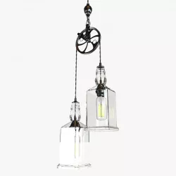 Whiskey Bottles Pulley Pendant Lighting 3D model