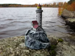 Lighthouse on a rock.