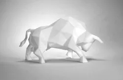 Low Poly Bull Art Sculpture