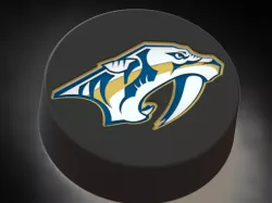 Nashville Predators logo on ice hockey puck