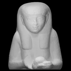 Fragmentary Egyptian gypsum figure of Isis and Horus