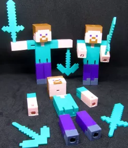 Minecraft Steve Articulated (rubber band)