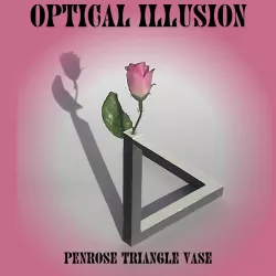 Optical Illusion Vase. Triangle Twist. Impossible. Penrose Triangle.