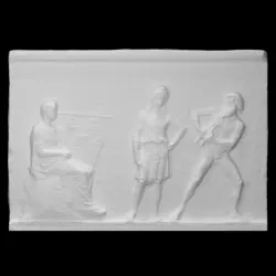 Relief slab figuring the contest between Apollo and Marsyas