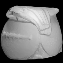 Statue base carved as a pile of armor