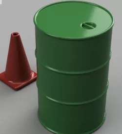 1/10th Scale Items (55Gal Drum, Road Cone)
