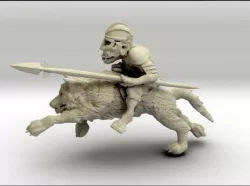 52mm Goblin Knight Charging on Giant Wolf