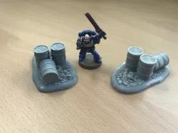 Warhammer 30K / 40K compatible Terrain - Barrels on Base