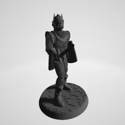28mm Miniature Black Town / City Guard - Knight with Sword