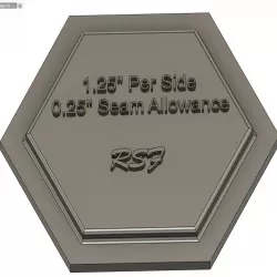 Hexagonal Sewing Template - 1.25" per side + 0.25" Seam Allowance