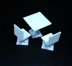 jogo de mesa e cadeiras em formas básicas