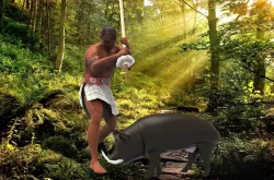 Maori Warrior Hunter and Warthog