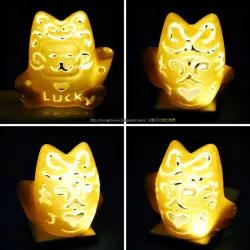 Lucky Cat Lamps carved