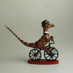 Gentleman Raptor Riding a Bike