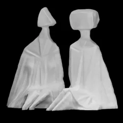 Pair of Sitting Figures I