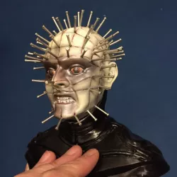 The head of Pinhead from hellraiser
