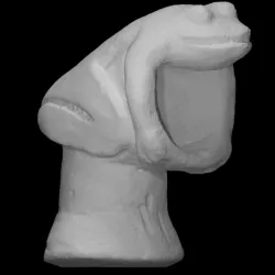 Clay smoking pipe with frog effigy