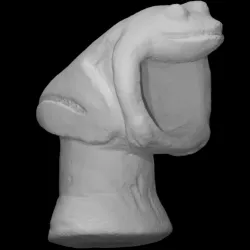 Clay smoking pipe with frog effigy