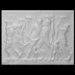 Drunken Dionysus between Satyrs and Maenads