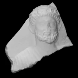 Fragmentary funerary stele of a wreathed man