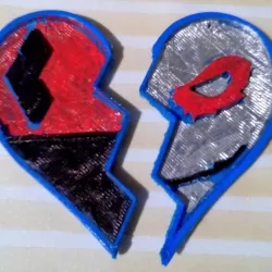 Harley and Joker heart for keychain or pendant two parts v2