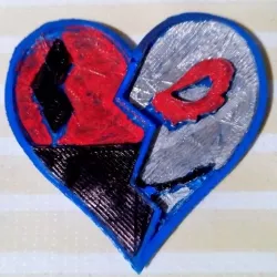 Harley and Joker heart pendant or Keychain one piece